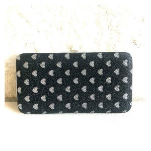 Black and Silver Glitter Clasp Wallet